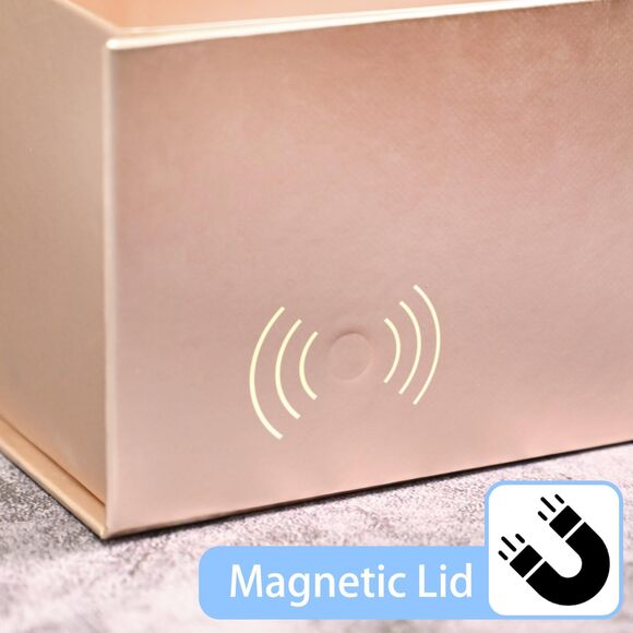 Luxury Rose Gold Magnetic Gift Box 13.85x8.35x4.45” with Ribbon, Card & Filler - Picture 6 of 8